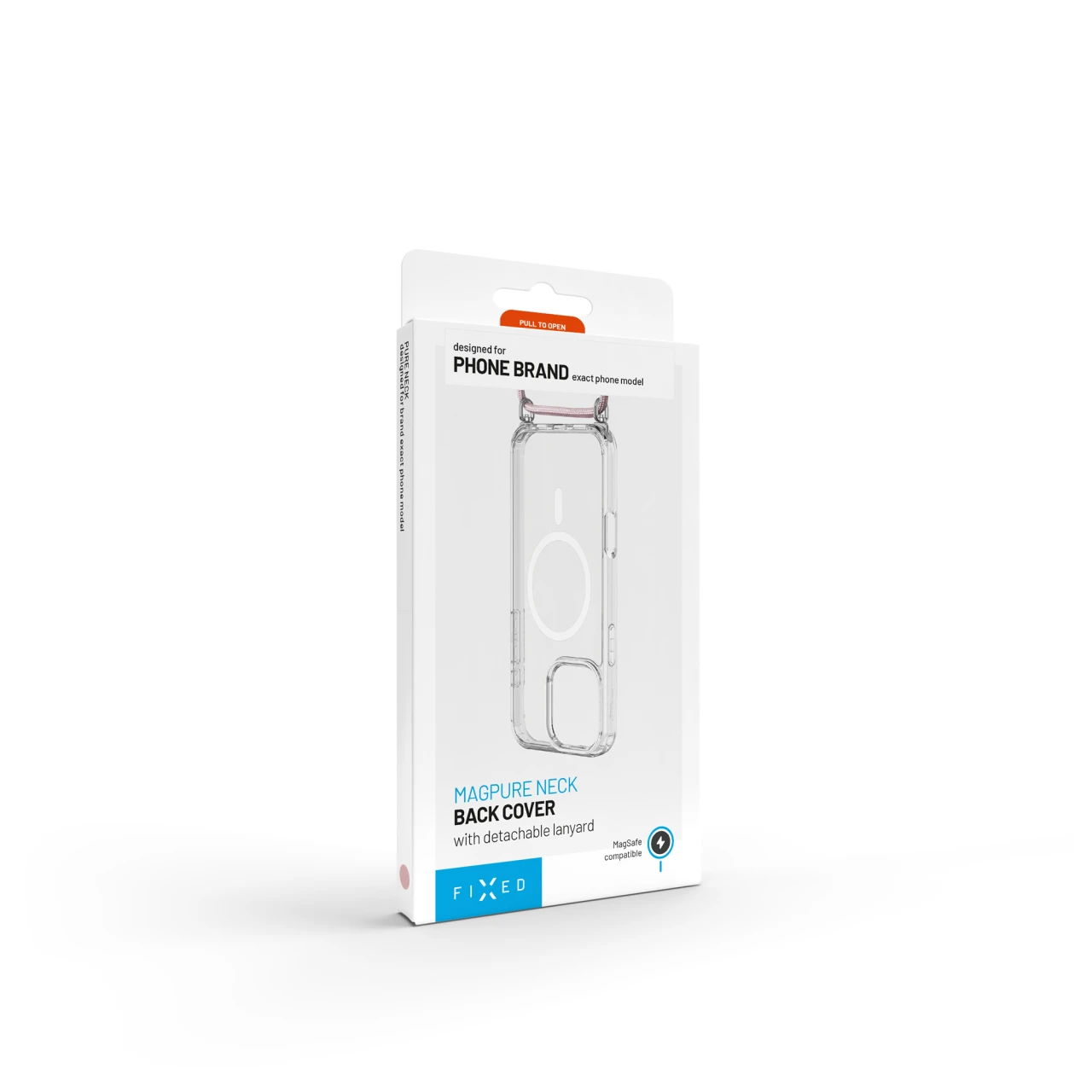 Pouzdro FIXED MagPure Neck s růžovou šňůrkou na krk pro Apple iPhone 17 Pro