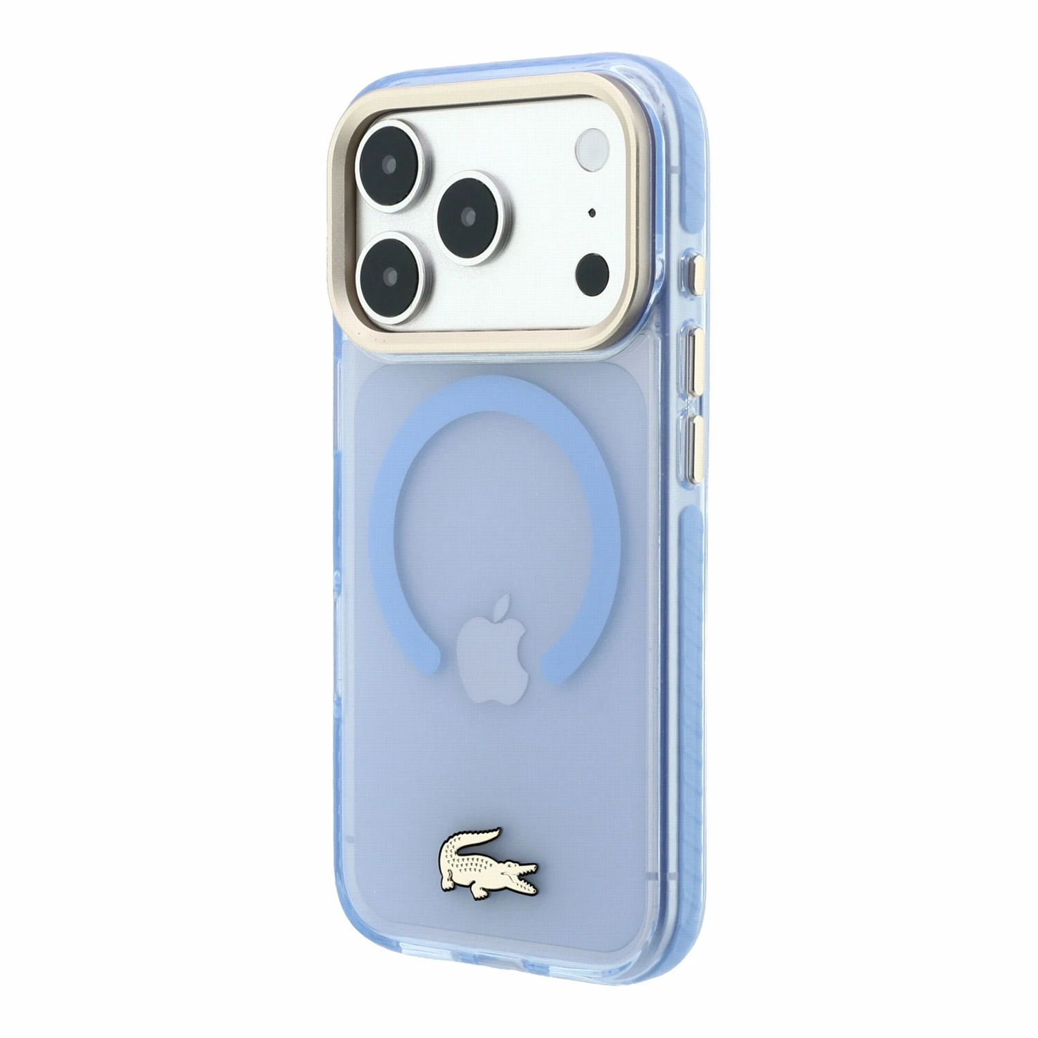 Lacoste IML Shockproof Petit Pique Gold Logo MagSafe Zadní Kryt pro iPhone 18 Pro Max Blue