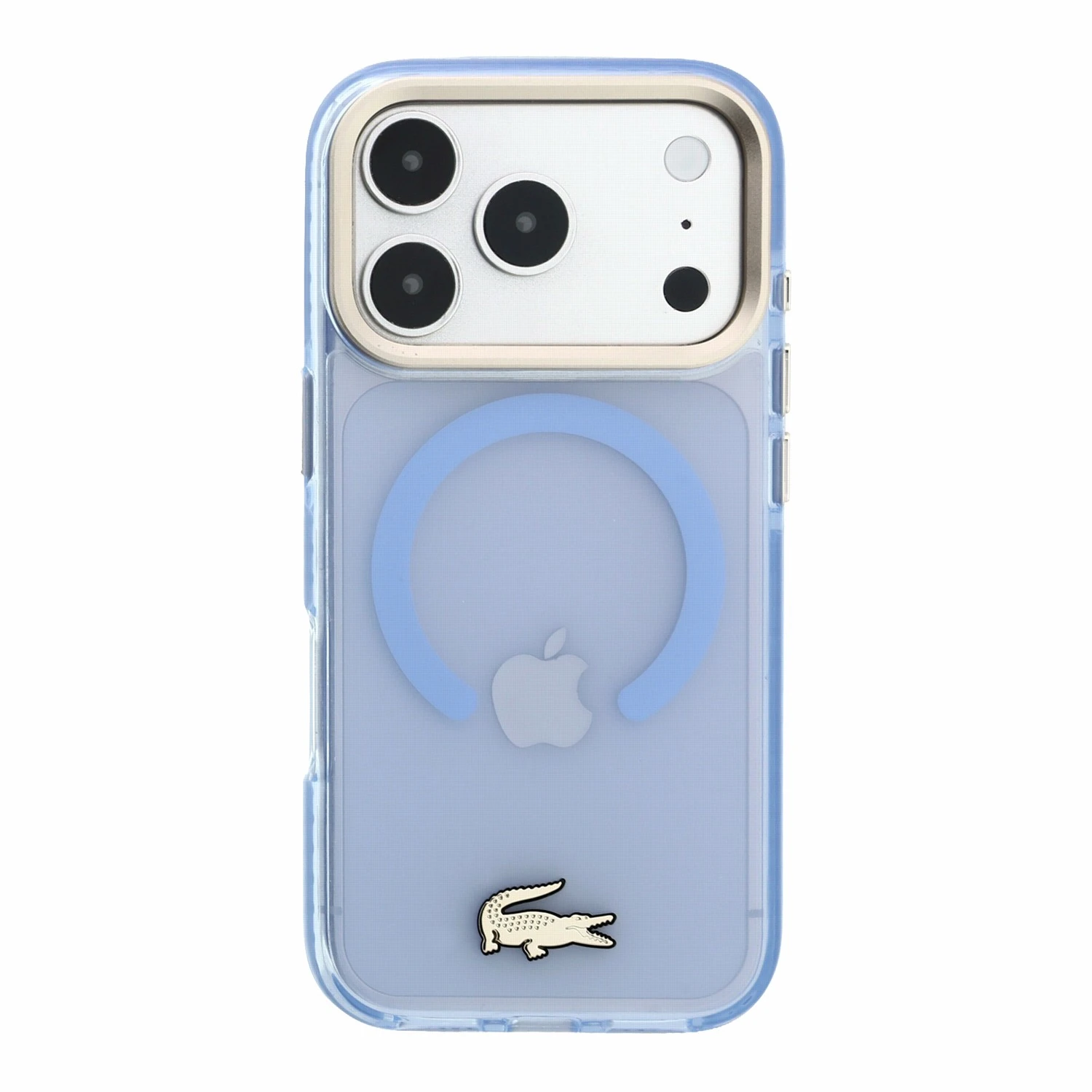Lacoste IML Shockproof Petit Pique Gold Logo MagSafe Zadní Kryt pro iPhone 18 Pro Max Blue