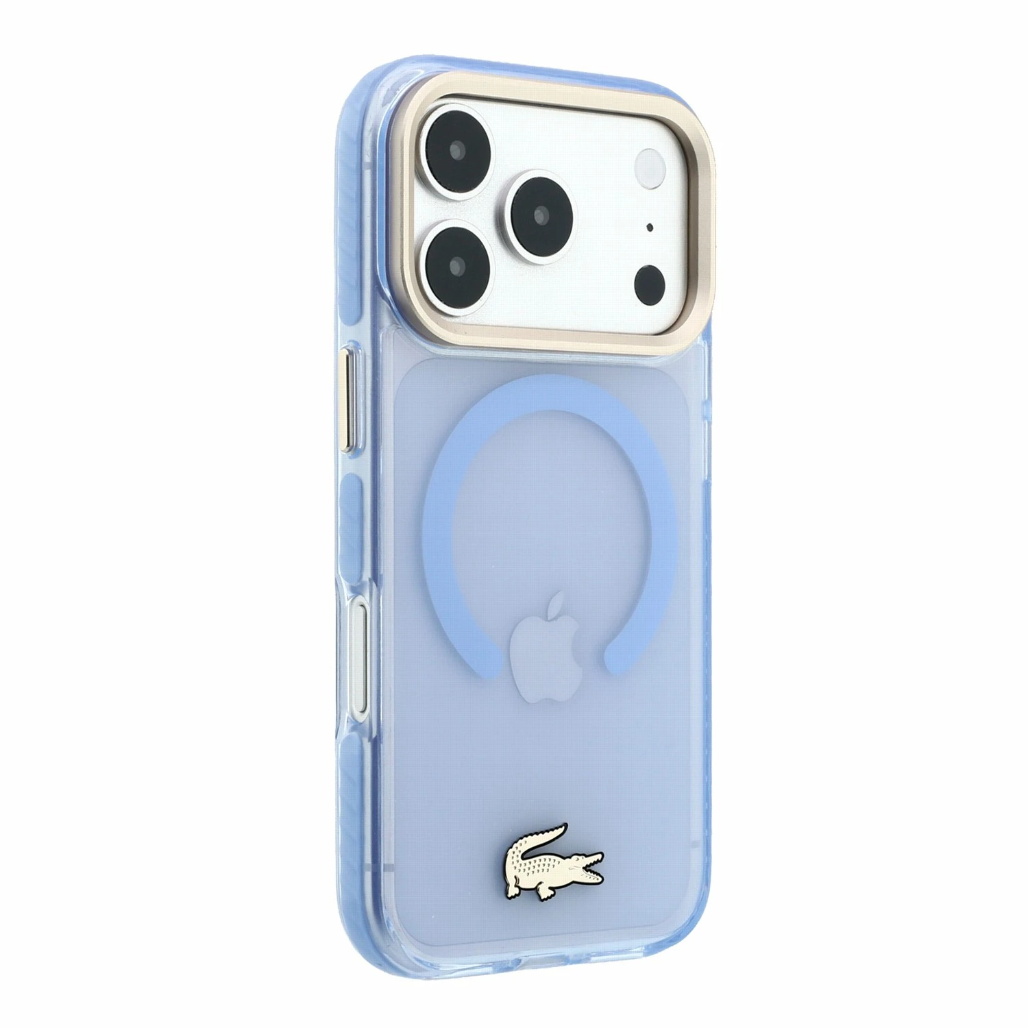 Lacoste IML Shockproof Petit Pique Gold Logo MagSafe Zadní Kryt pro iPhone 18 Pro Max Blue