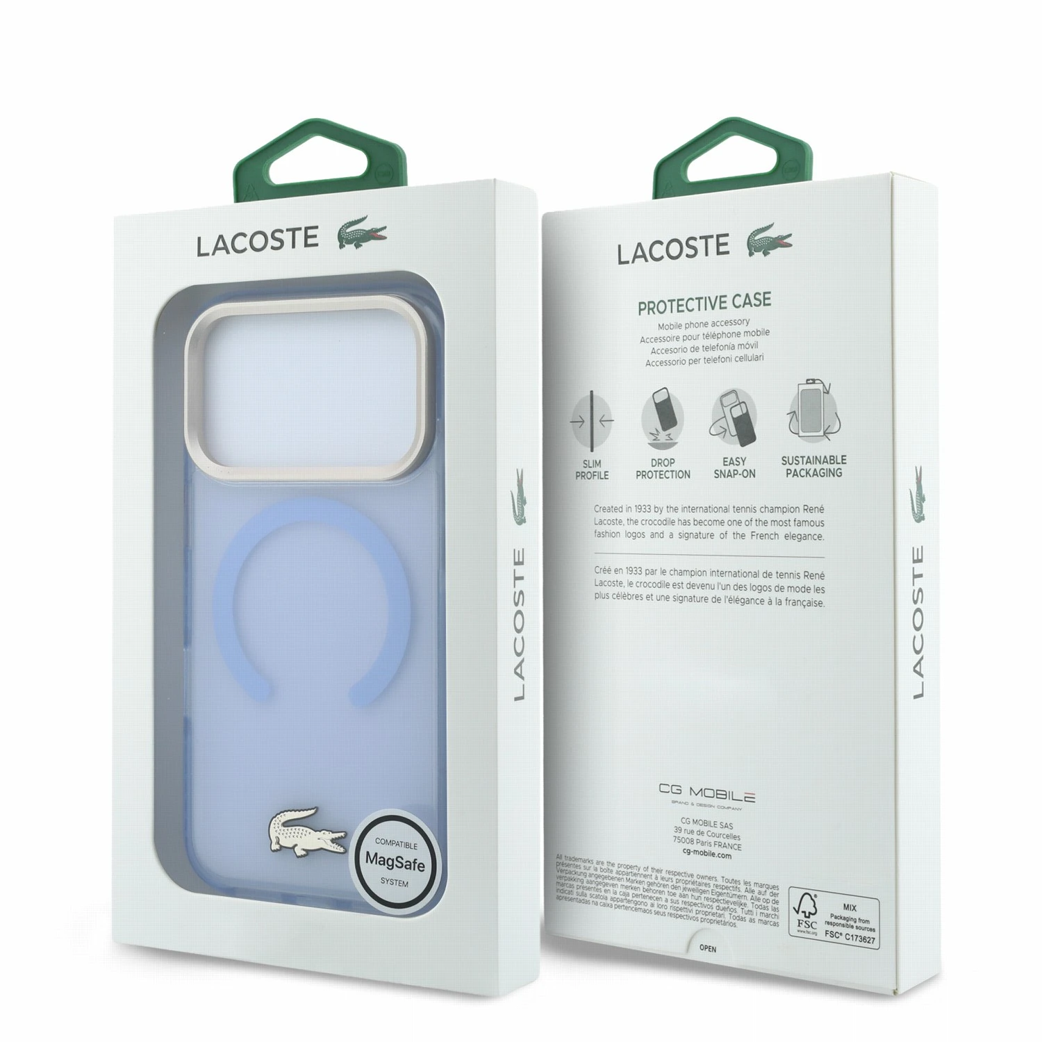 Lacoste IML Shockproof Petit Pique Gold Logo MagSafe Zadní Kryt pro iPhone 18 Pro Blue