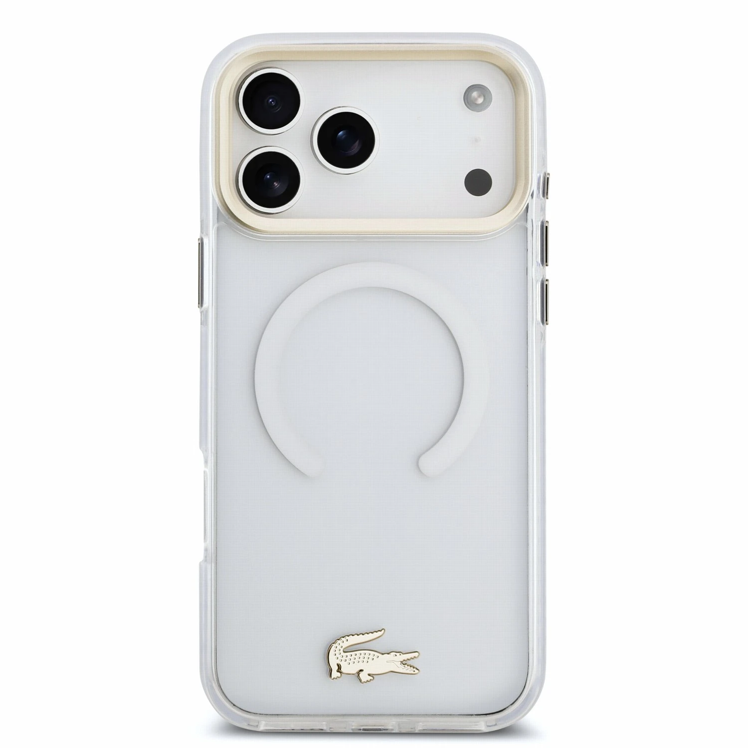 Lacoste IML Shockproof Petit Pique Gold Logo MagSafe Zadní Kryt pro iPhone 18 Pro Max Transparent