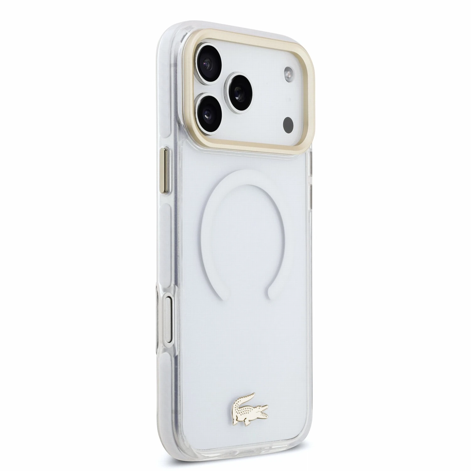 Lacoste IML Shockproof Petit Pique Gold Logo MagSafe Zadní Kryt pro iPhone 18 Pro Max Transparent
