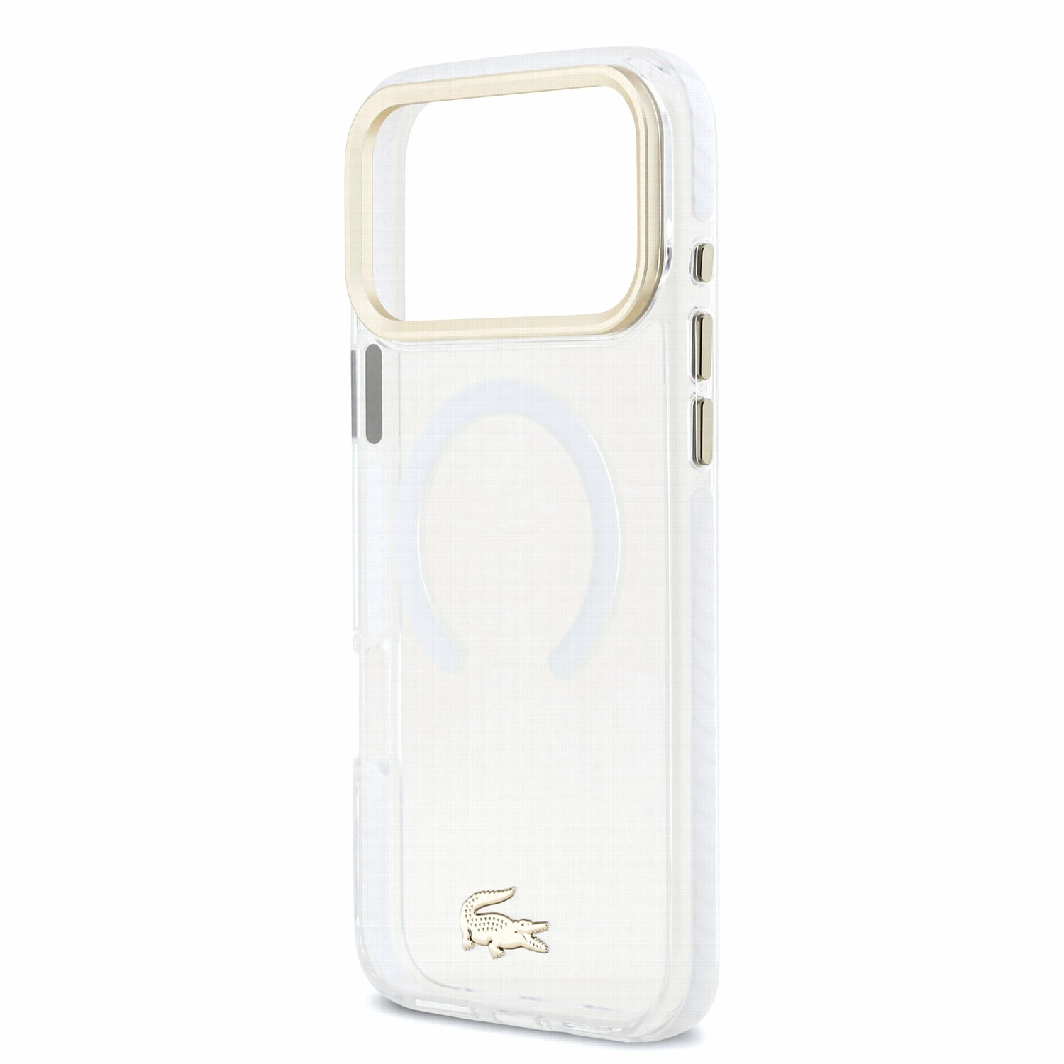 Lacoste IML Shockproof Petit Pique Gold Logo MagSafe Zadní Kryt pro iPhone 18 Pro Max Transparent