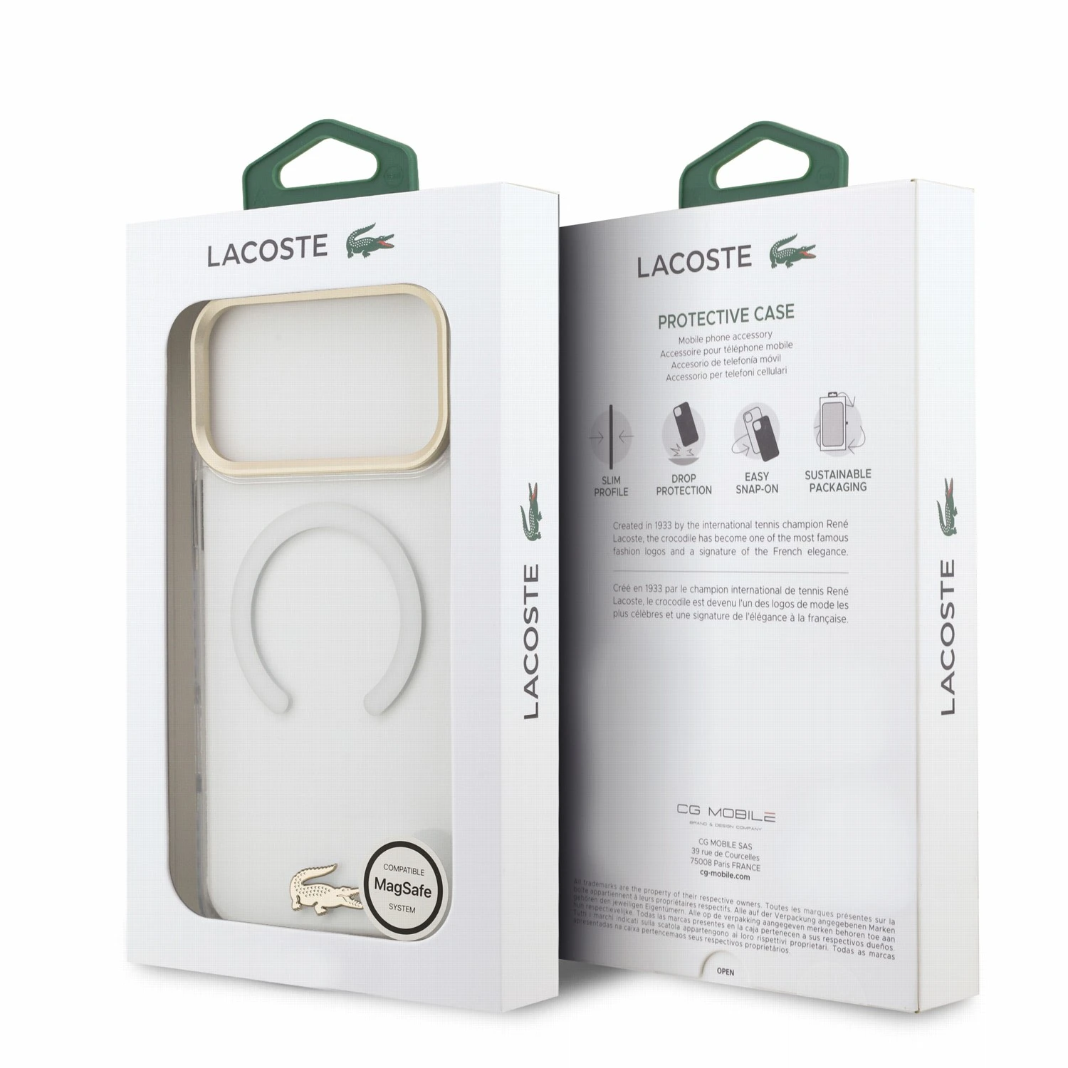 Lacoste IML Shockproof Petit Pique Gold Logo MagSafe Zadní Kryt pro iPhone 18 Pro Max Transparent