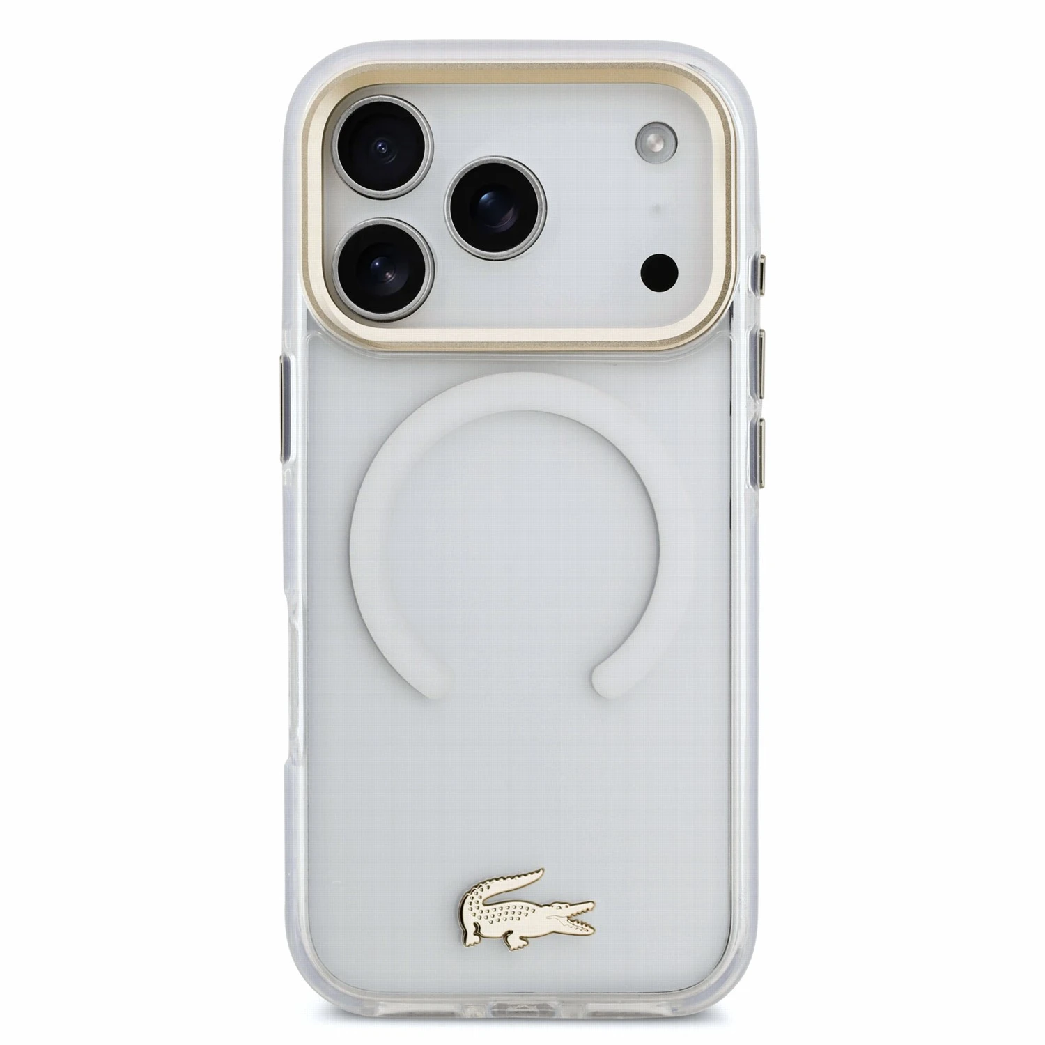 Lacoste IML Shockproof Petit Pique Gold Logo MagSafe Zadní Kryt pro iPhone 18 Pro Transparent