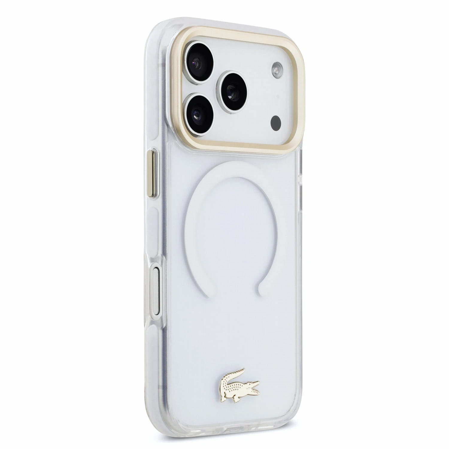 Lacoste IML Shockproof Petit Pique Gold Logo MagSafe Zadní Kryt pro iPhone 18 Pro Transparent