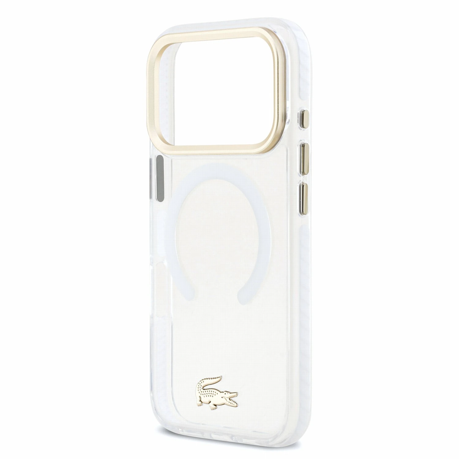 Lacoste IML Shockproof Petit Pique Gold Logo MagSafe Zadní Kryt pro iPhone 18 Pro Transparent