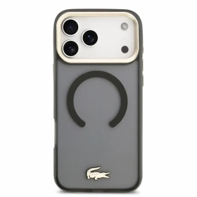 Zadní kryt Lacoste IML Shockproof Petit Pique Gold Logo MagSafe pro Apple iPhone 18 Pro Max, černá