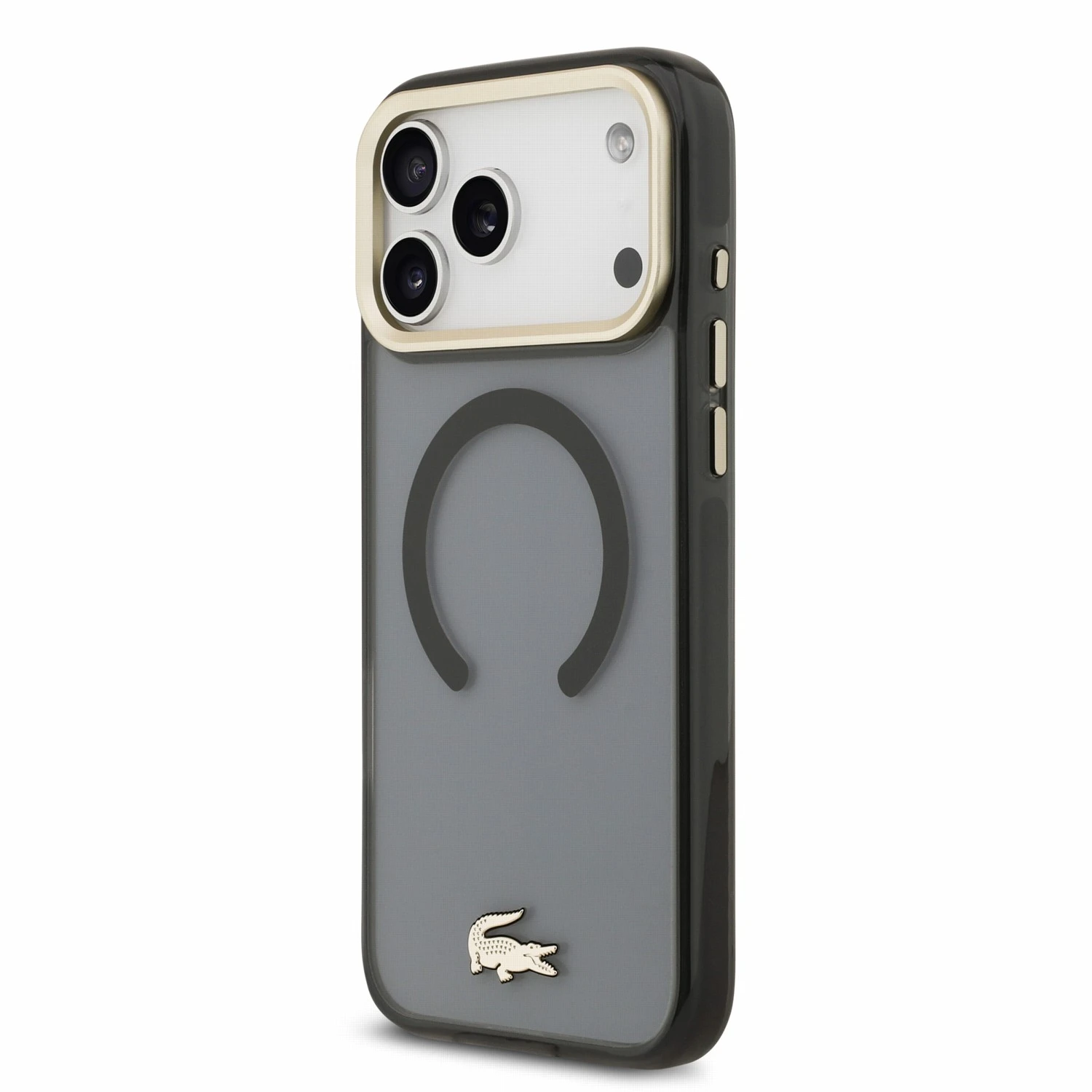 Lacoste IML Shockproof Petit Pique Gold Logo MagSafe Zadní Kryt pro iPhone 18 Pro Max Black