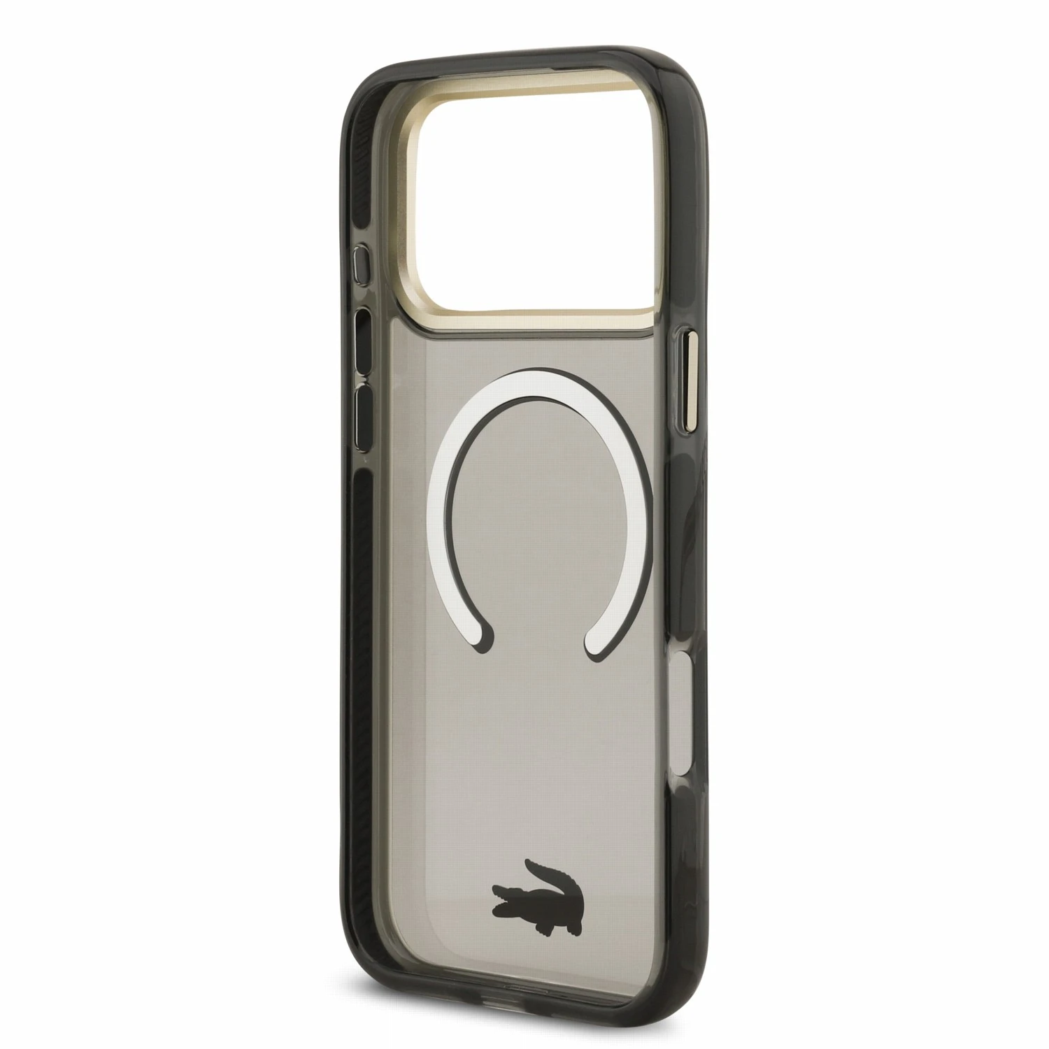 Lacoste IML Shockproof Petit Pique Gold Logo MagSafe Zadní Kryt pro iPhone 18 Pro Max Black