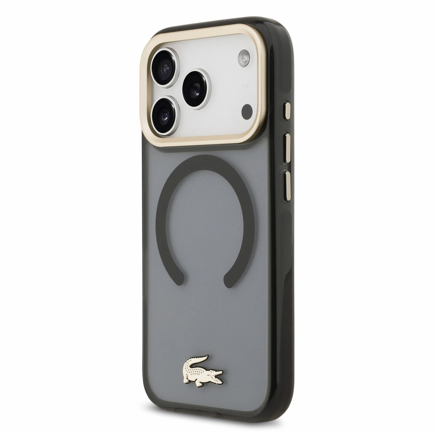 Lacoste IML Shockproof Petit Pique Gold Logo MagSafe Zadní Kryt pro iPhone 18 Pro Black