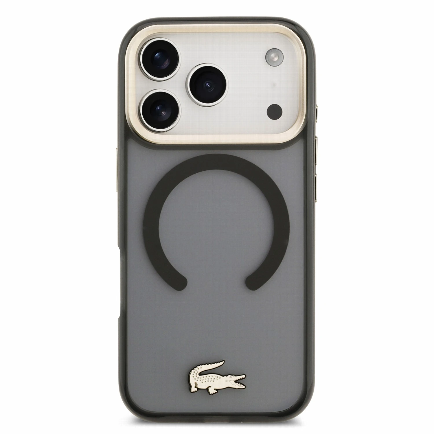 Lacoste IML Shockproof Petit Pique Gold Logo MagSafe Zadní Kryt pro iPhone 18 Pro Black