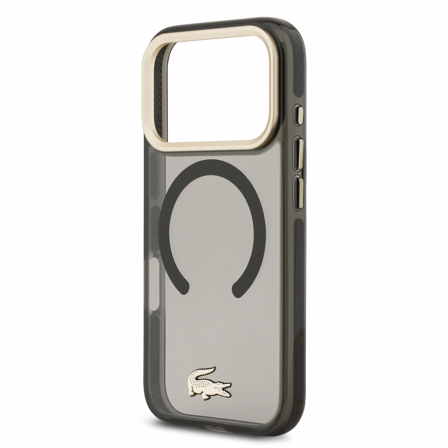 Lacoste IML Shockproof Petit Pique Gold Logo MagSafe Zadní Kryt pro iPhone 18 Pro Black