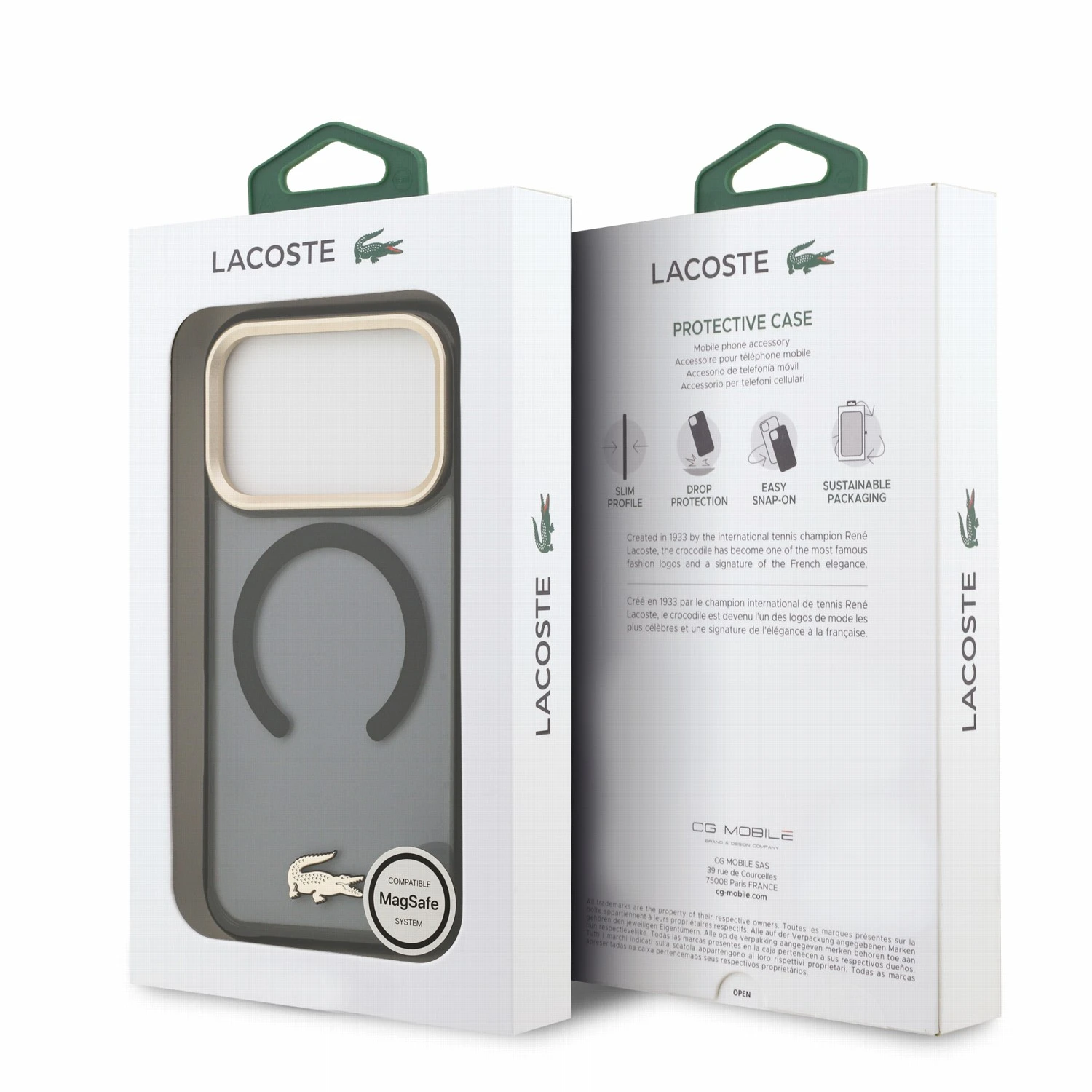 Lacoste IML Shockproof Petit Pique Gold Logo MagSafe Zadní Kryt pro iPhone 18 Pro Black