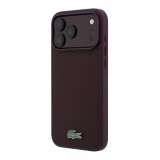 Lacoste PVC Iconic Petit Pique Metal Logo MagSafe Zadní Kryt pro iPhone 18 Pro Max Burgundy