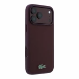 Lacoste PVC Iconic Petit Pique Metal Logo MagSafe Zadní Kryt pro iPhone 18 Pro Max Burgundy