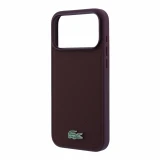 Lacoste PVC Iconic Petit Pique Metal Logo MagSafe Zadní Kryt pro iPhone 18 Pro Max Burgundy