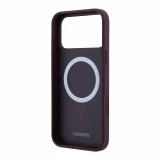 Lacoste PVC Iconic Petit Pique Metal Logo MagSafe Zadní Kryt pro iPhone 18 Pro Max Burgundy