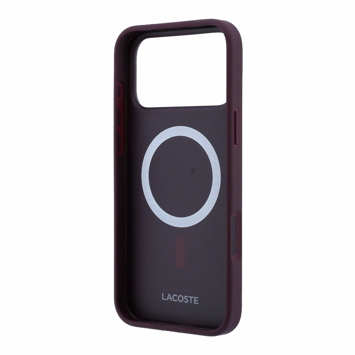 Lacoste PVC Iconic Petit Pique Metal Logo MagSafe Zadní Kryt pro iPhone 18 Pro Max Burgundy