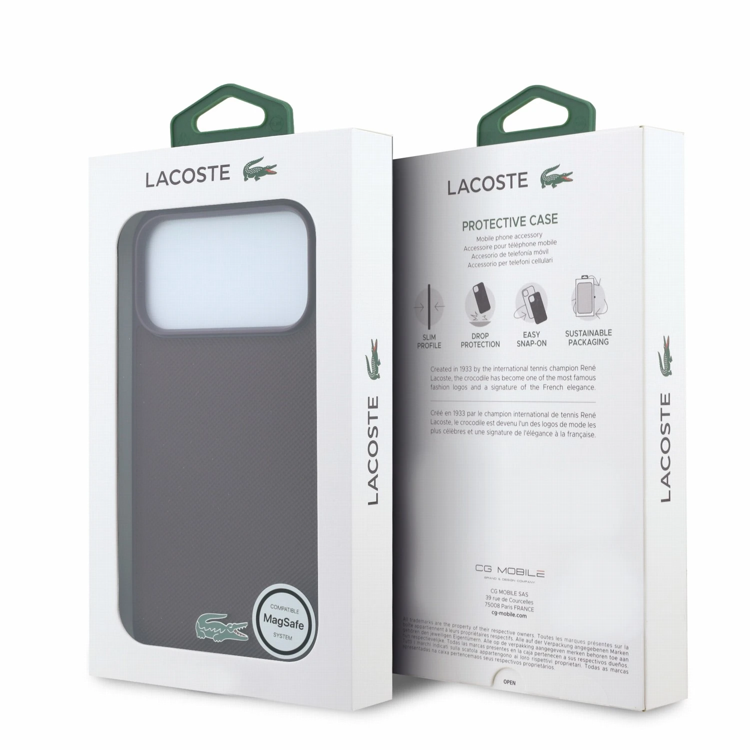 Lacoste PVC Iconic Petit Pique Metal Logo MagSafe Zadní Kryt pro iPhone 18 Pro Max Burgundy