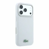 Lacoste PVC Iconic Petit Pique Metal Logo MagSafe Zadní Kryt pro iPhone 18 Pro Light Grey