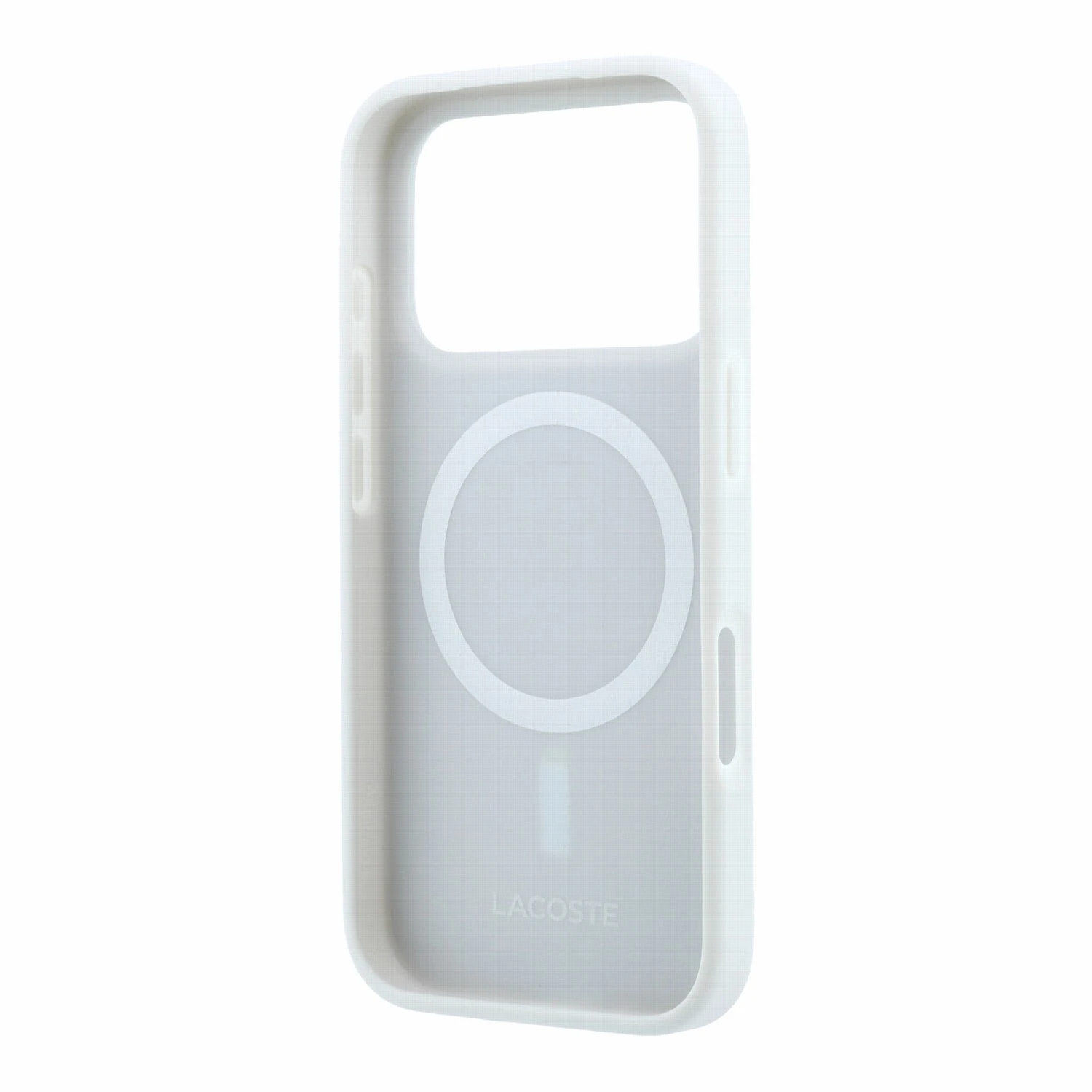 Lacoste PVC Iconic Petit Pique Metal Logo MagSafe Zadní Kryt pro iPhone 18 Pro Light Grey