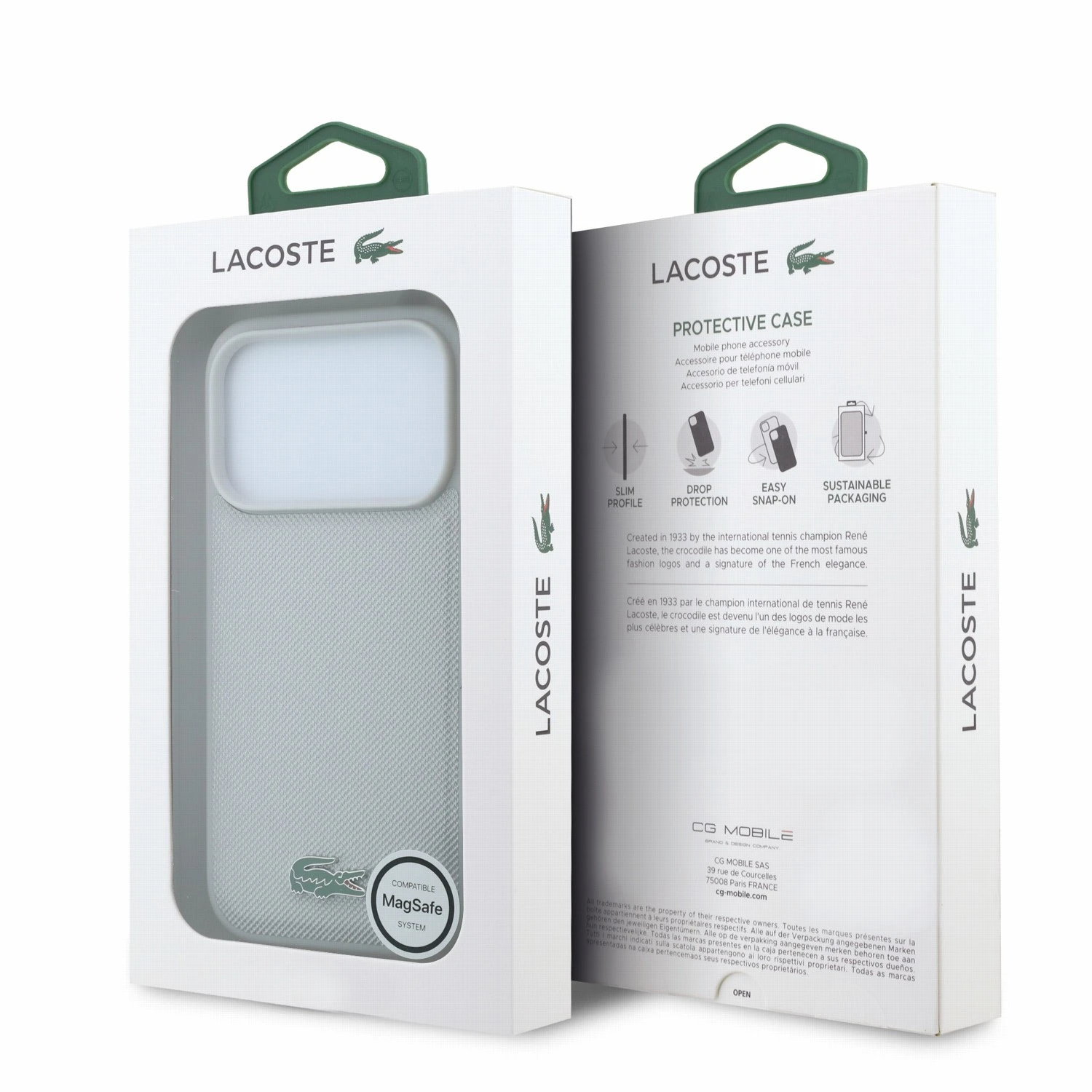 Lacoste PVC Iconic Petit Pique Metal Logo MagSafe Zadní Kryt pro iPhone 18 Pro Light Grey