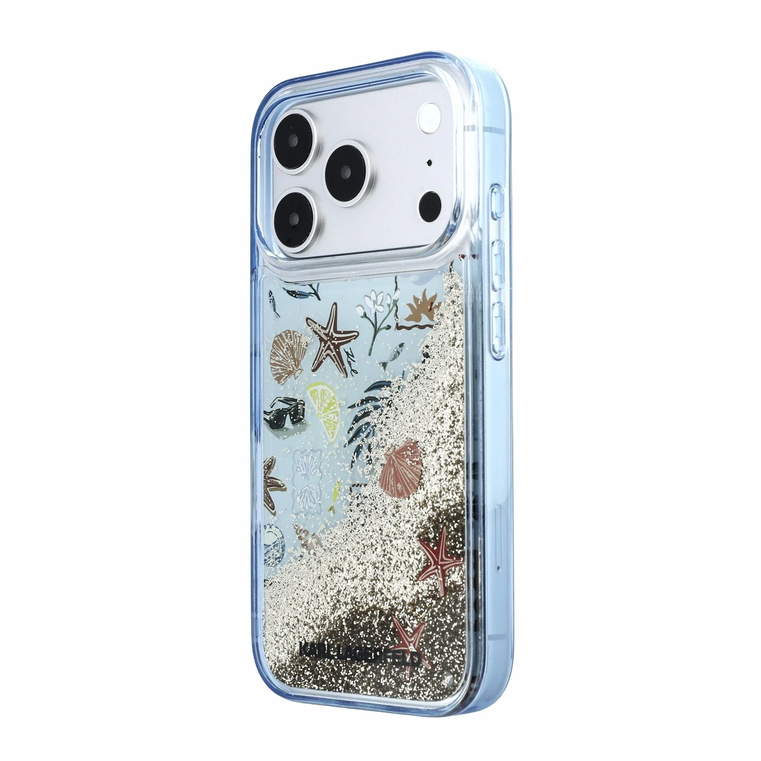 Karl Lagerfeld Liquid Glitter Beach Zadní Kryt pro iPhone 18 Pro Max Blue
