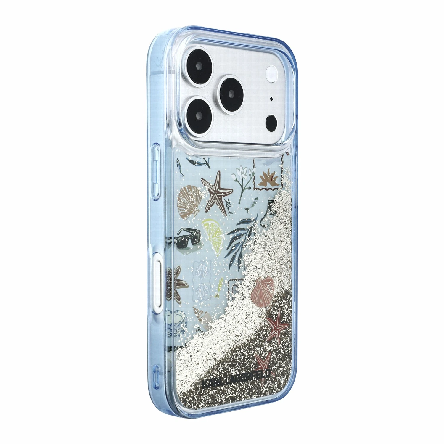 Karl Lagerfeld Liquid Glitter Beach Zadní Kryt pro iPhone 18 Pro Max Blue