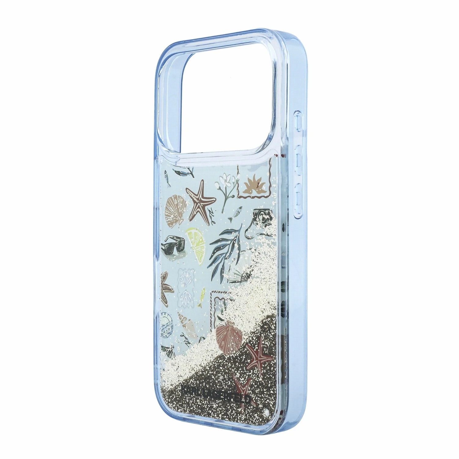 Karl Lagerfeld Liquid Glitter Beach Zadní Kryt pro iPhone 18 Pro Max Blue