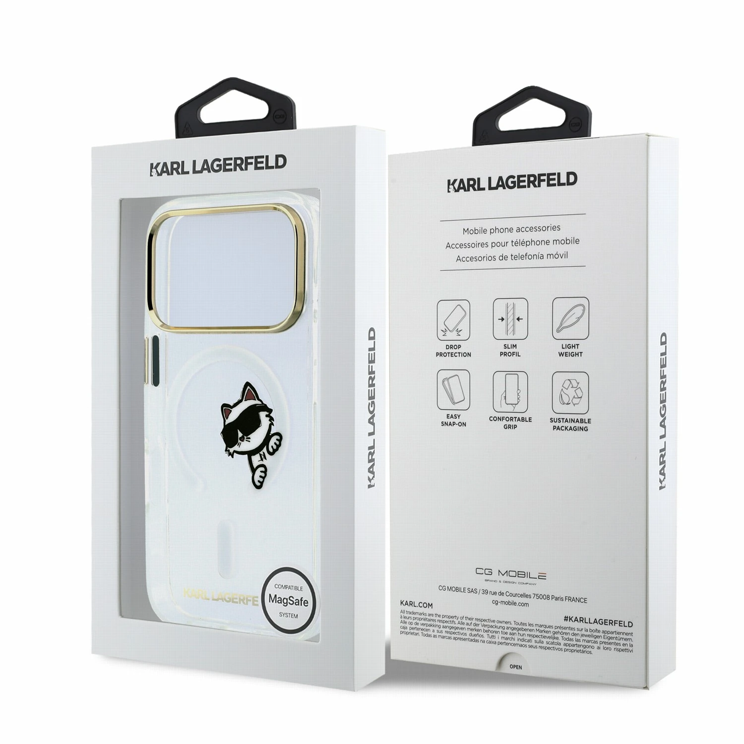 Karl Lagerfeld IML Choupette Peekaboo Magsafe Zadní Kryt pro iPhone 18 Pro Transparent