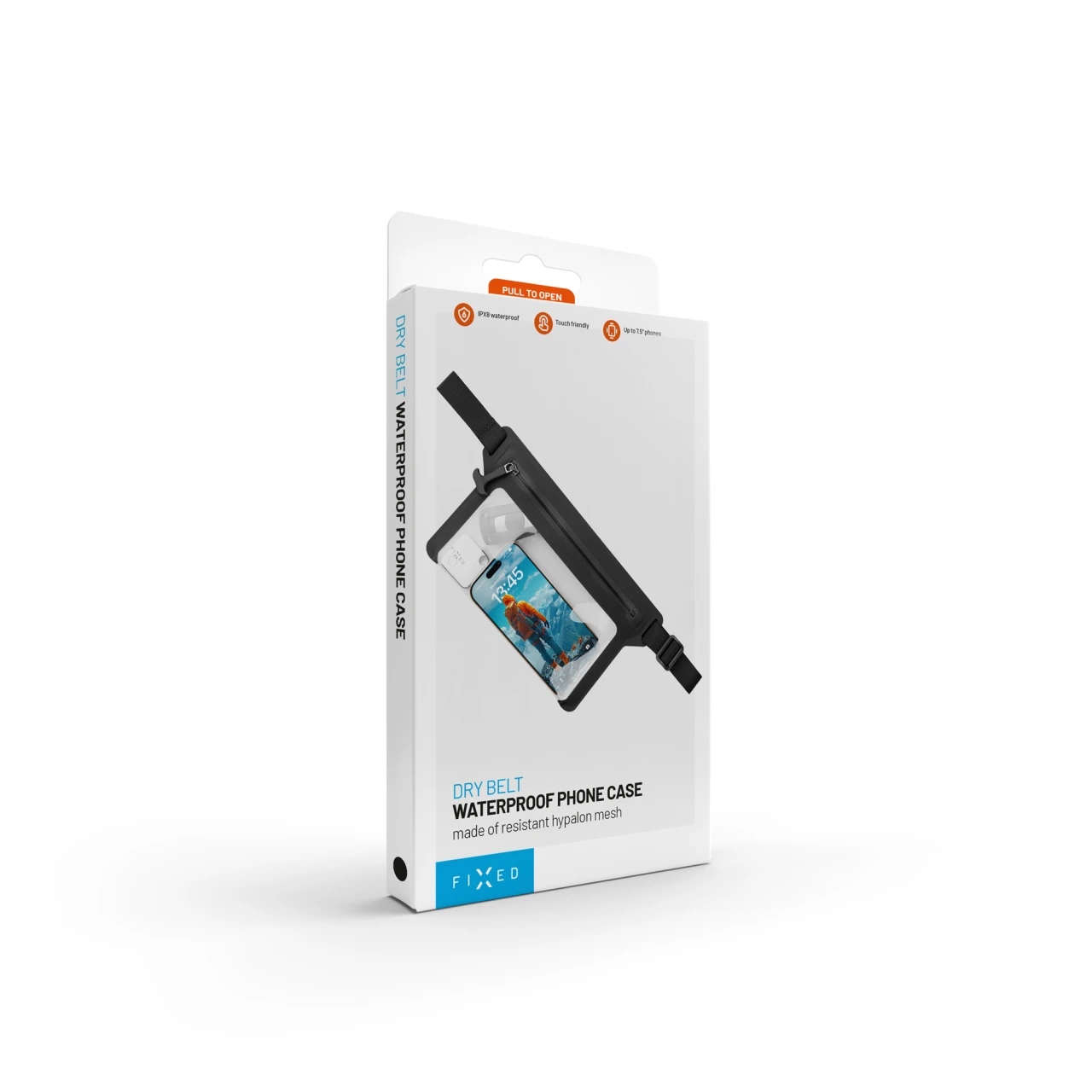 Voděodolné pouzdro FIXED Dry Belt okolo pasu z hypalonu s certifikací IPX8, černé