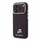 Karl Lagerfeld PU Grained Semi Wrap K&CH Heads Magsafe Zadní Kryt pro iPhone 18 Pro Max Burgundy