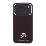 Karl Lagerfeld PU Grained Semi Wrap K&CH Heads Magsafe Zadní Kryt pro iPhone 18 Pro Max Burgundy