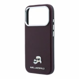 Karl Lagerfeld PU Grained Semi Wrap K&CH Heads Magsafe Zadní Kryt pro iPhone 18 Pro Max Burgundy