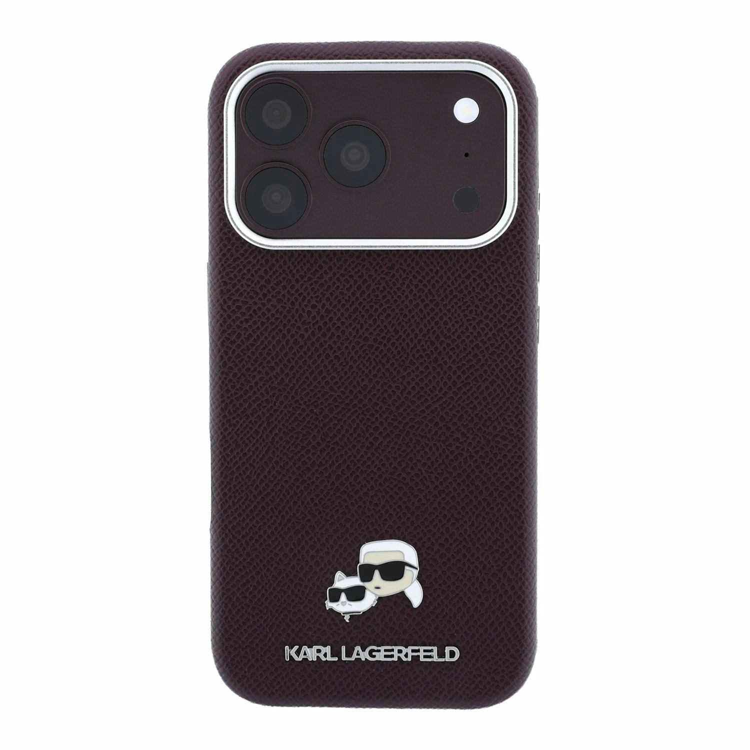 Karl Lagerfeld PU Grained Semi Wrap K&CH Heads Magsafe Zadní Kryt pro iPhone 18 Pro Max Burgundy
