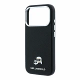 Karl Lagerfeld PU Grained Semi Wrap K&CH Heads Magsafe Zadní Kryt pro iPhone 18 Pro Black