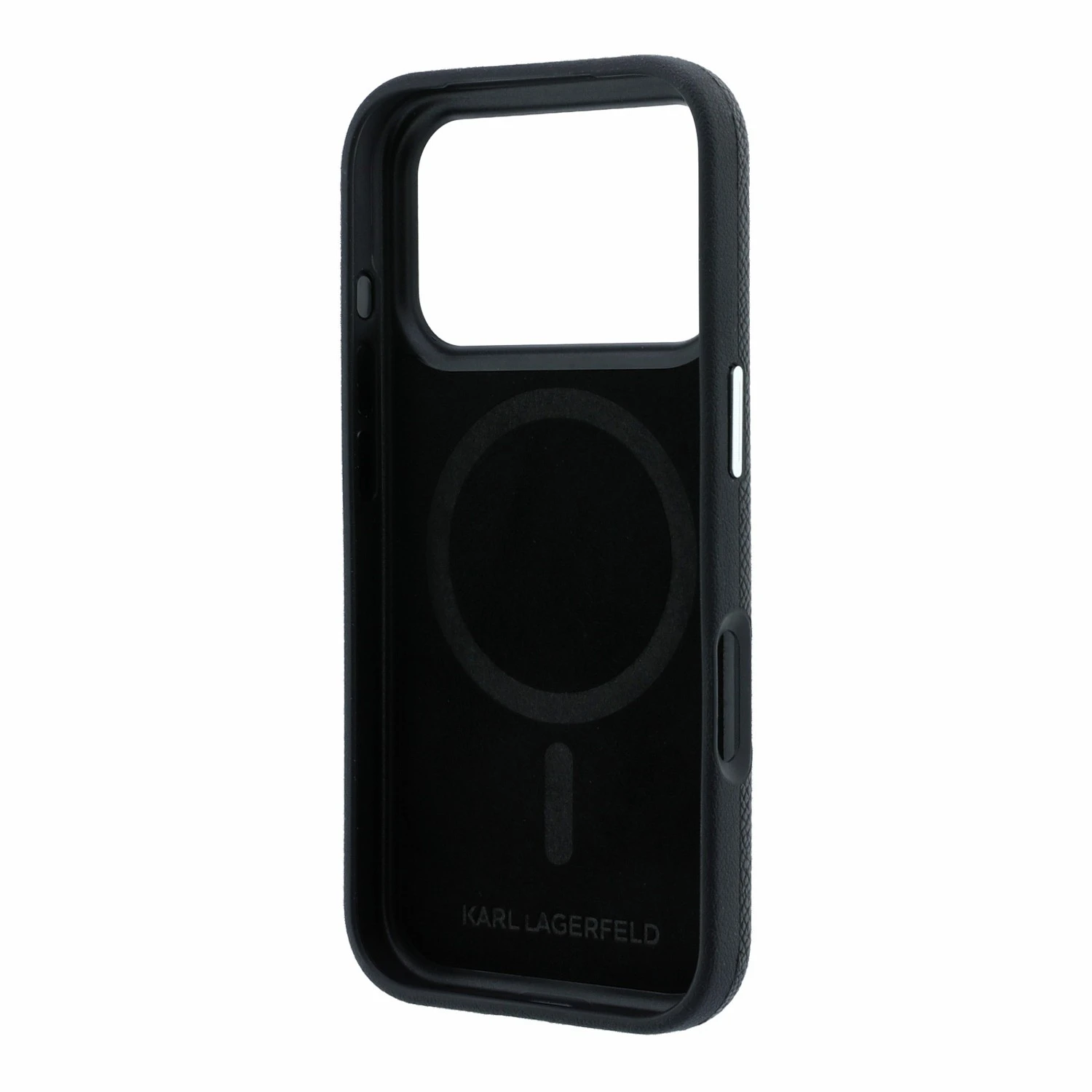 Karl Lagerfeld PU Grained Semi Wrap K&CH Heads Magsafe Zadní Kryt pro iPhone 18 Pro Black