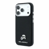 Karl Lagerfeld PU Grained Semi Wrap K&CH Heads Magsafe Zadní Kryt pro iPhone 18 Pro Max Black