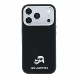 Karl Lagerfeld PU Grained Semi Wrap K&CH Heads Magsafe Zadní Kryt pro iPhone 18 Pro Max Black