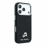 Karl Lagerfeld PU Grained Semi Wrap K&CH Heads Magsafe Zadní Kryt pro iPhone 18 Pro Max Black