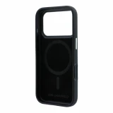 Karl Lagerfeld PU Grained Semi Wrap K&CH Heads Magsafe Zadní Kryt pro iPhone 18 Pro Max Black