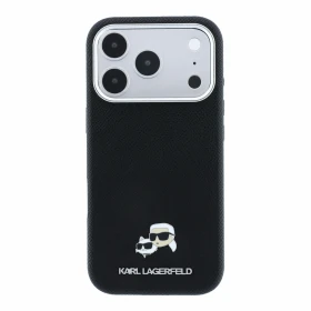 Zadní kryt Karl Lagerfeld PU Grained Semi Wrap K&CH Heads Magsafe pro Apple iPhone 18 Pro Max, černá