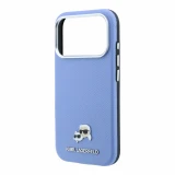 Karl Lagerfeld PU Grained Semi Wrap K&CH Heads Magsafe Zadní Kryt pro iPhone 18 Pro Blue