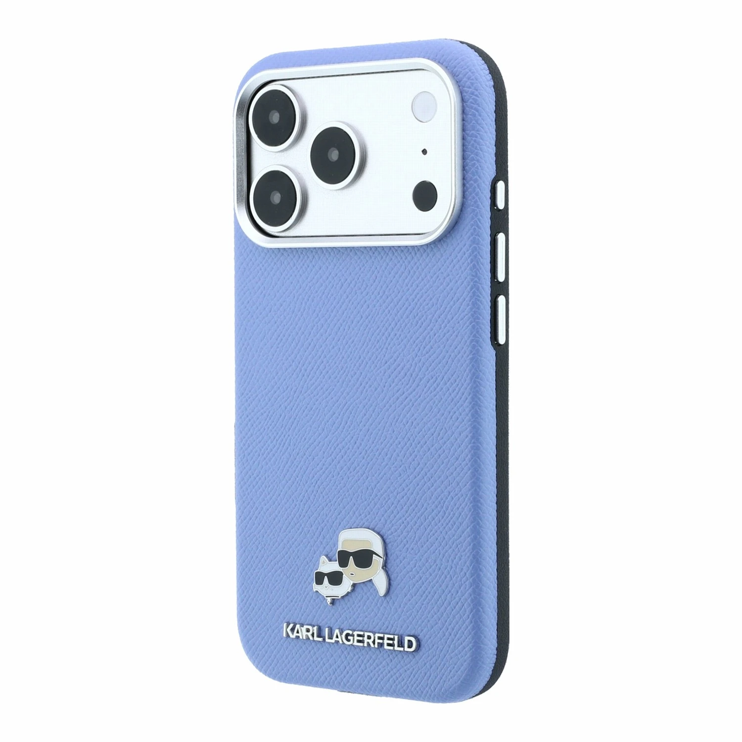 Karl Lagerfeld PU Grained Semi Wrap K&CH Heads Magsafe Zadní Kryt pro iPhone 18 Pro Blue