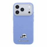Karl Lagerfeld PU Grained Semi Wrap K&CH Heads Magsafe Zadní Kryt pro iPhone 18 Pro Max Blue