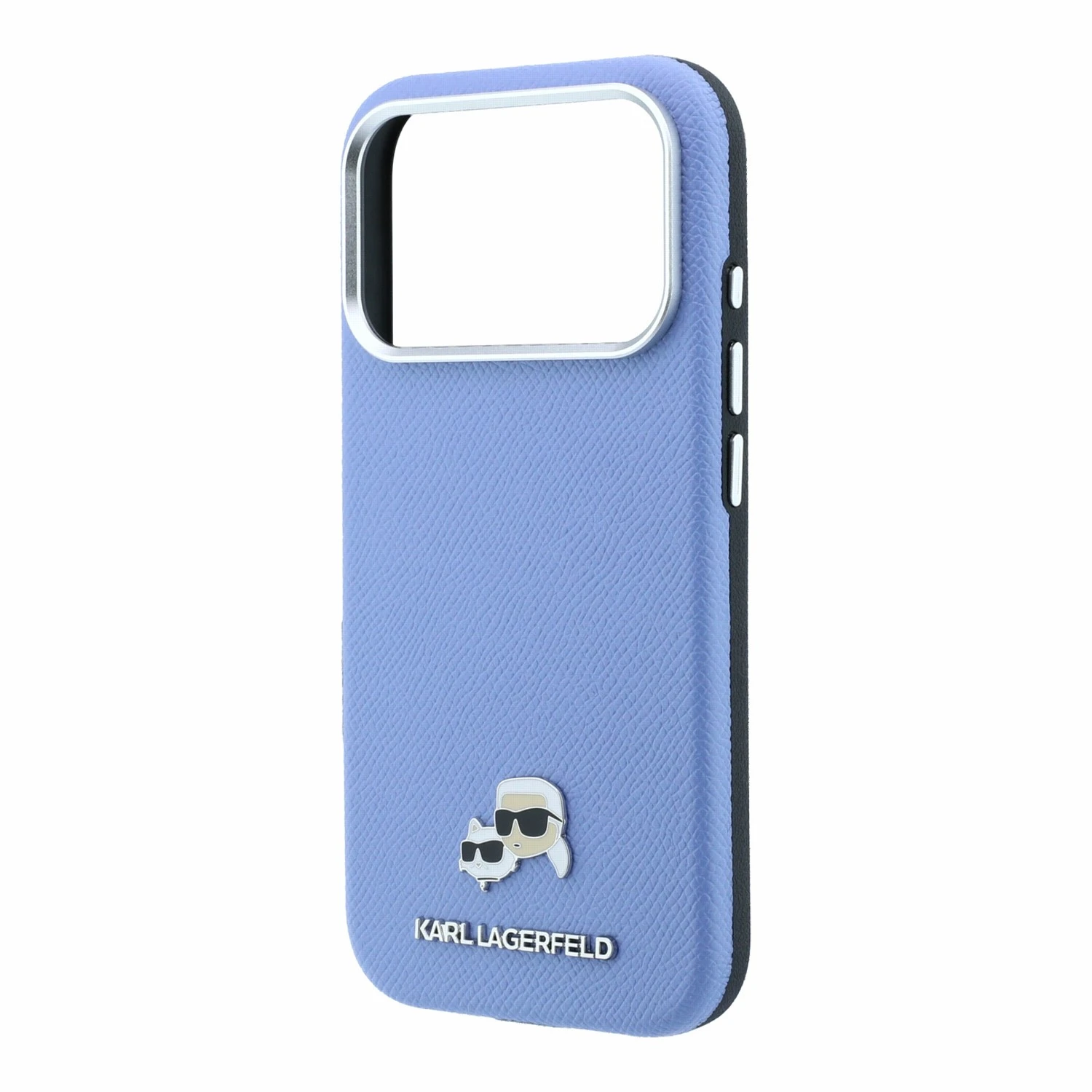 Karl Lagerfeld PU Grained Semi Wrap K&CH Heads Magsafe Zadní Kryt pro iPhone 18 Pro Max Blue