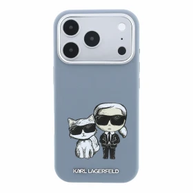 Zadní kryt Karl Lagerfeld PU Semi Wrap Smooth Sketch Bodies Magsafe pro Apple iPhone 18 Pro Max, modrá