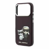 Karl Lagerfeld PU Semi Wrap Smooth Sketch Bodies Magsafe Zadní Kryt pro iPhone 18 Pro Max Burgundy